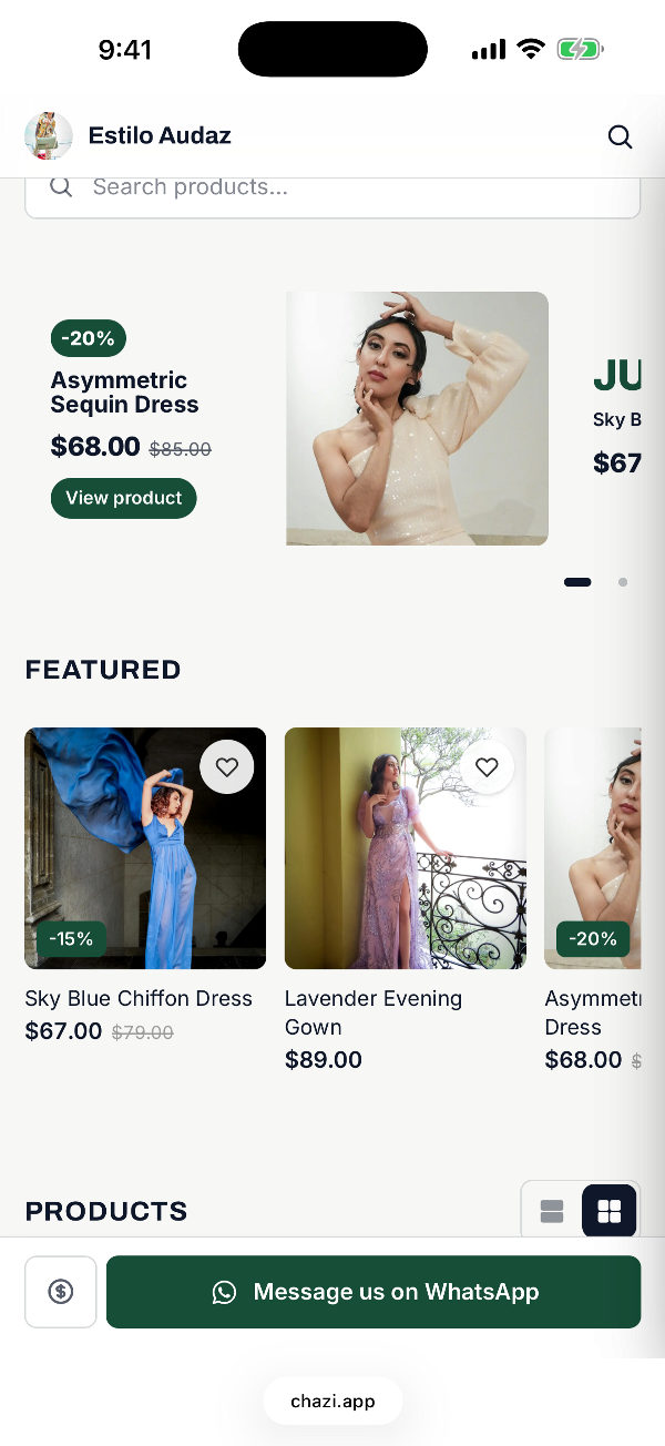 A store catalog, as the customer sees it